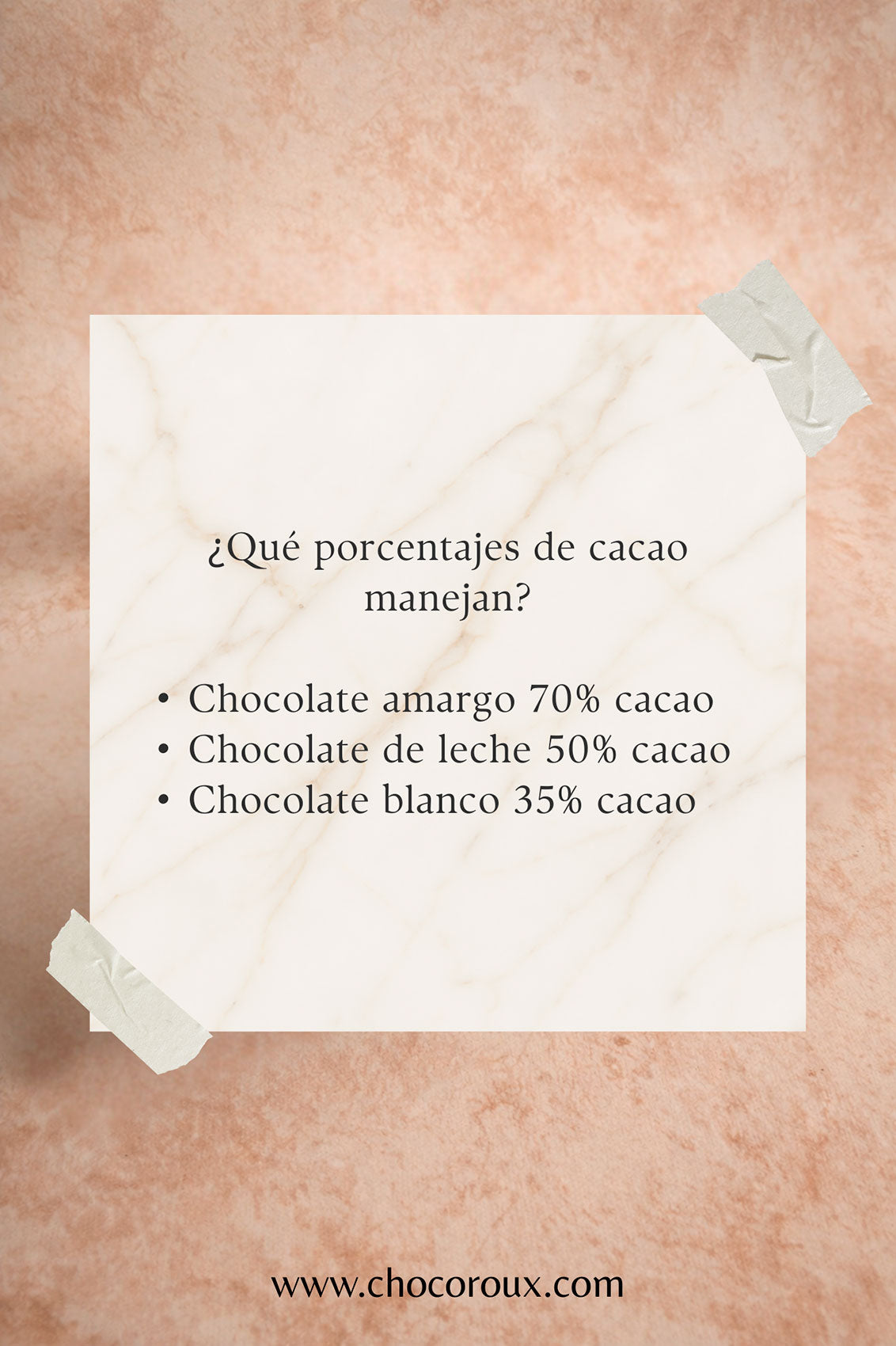 porcentaje de cacao que tiene el chocolate